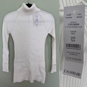 WHBM White Long Sleeve Turtleneck Tunic